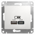 Glossa USB РОЗЕТКА А+С, 5В/2,4 А, 2х5В/1,2 А, механизм, БЕЛЫЙ, GSL000139, Systeme Electric 