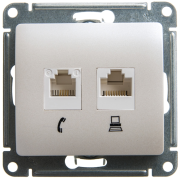 Glossa РОЗЕТКА двойная RJ11+RJ45, кат.5Е, ПЕРЛАМУТР, GSL000685, Systeme Electric 