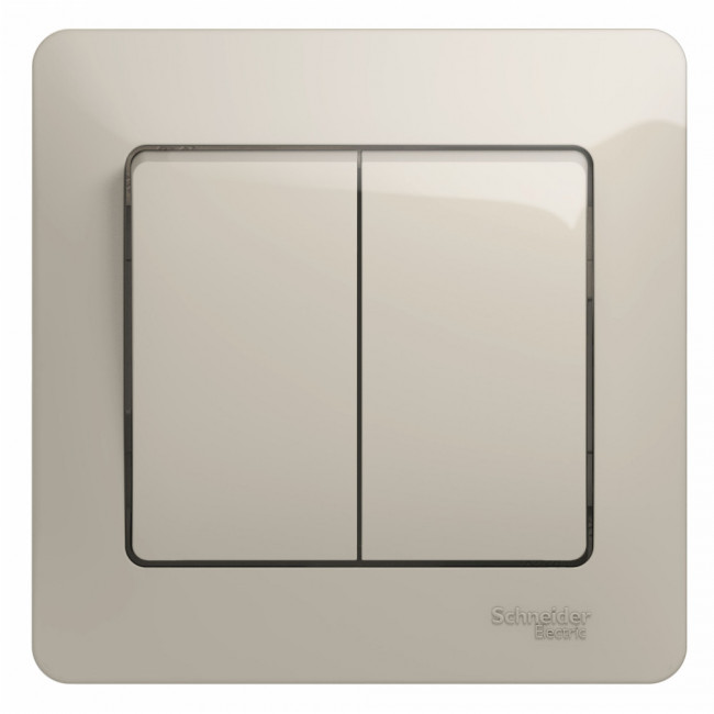 Glossa 2-клавишный ВЫКЛЮЧАТЕЛЬ,схема 5,10AX, в сборе,МОЛОЧНЫЙ, GSL000952, Systeme Electric 