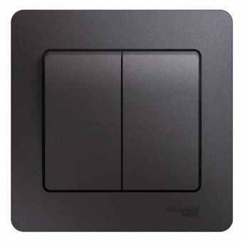 Glossa 2-клавишный ВЫКЛЮЧАТЕЛЬ,схема 5,10AX, в сборе, ГРАФИТ, GSL001352, Systeme Electric