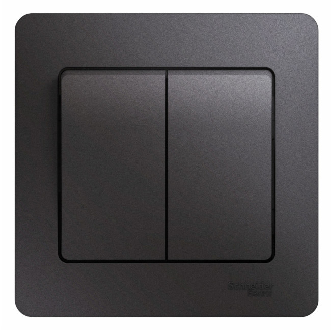 Glossa 2-клавишный ВЫКЛЮЧАТЕЛЬ,схема 5,10AX, в сборе, ГРАФИТ, GSL001352, Systeme Electric 