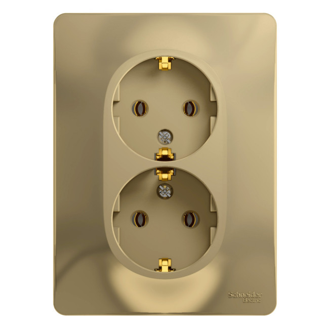 Glossa РОЗЕТКА двойная с заземлением, 16А, в сборе, ТИТАН, GSL000424, Systeme Electric 