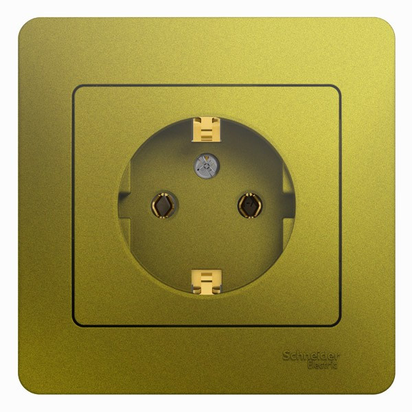 Glossa РОЗЕТКА с заземлением,16А, 250В, в сборе,ФИСТАШКОВЫЙ, GSL001042, Systeme Electric 