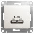 Glossa USB РОЗЕТКА А+С, 5В/2,4А, 2х5В/1,2 А, механизм, ПЕРЛАМУТР, GSL000639, Systeme Electric 