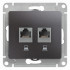 Glossa РОЗЕТКА двойная компьютерная RJ45+RJ45, кат.5Е, механизм, ГРАФИТ, GSL001385KK, Systeme Electric 