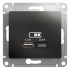 Glossa USB РОЗЕТКА А+С, 5В/2,4А, 2х5В/1,2 А, механизм, АНТРАЦИТ, GSL000739, Systeme Electric 