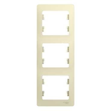 Glossa Рамка на 3 поста, вертикальная, БЕЖЕВЫЙ, GSL000207, Systeme Electric 