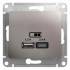 Glossa USB РОЗЕТКА А+С, 5В/2,4А, 2х5В/1,2 А, механизм, ПЛАТИНА, GSL001239, Systeme Electric 