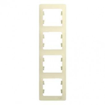 Glossa Рамка на 4 поста, вертикальная, БЕЖЕВЫЙ, GSL000208, Systeme Electric