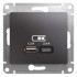Glossa USB РОЗЕТКА А+С, 5В/2,4А, 2х5В/1,2 А, механизм, ГРАФИТ, GSL001339, Systeme Electric 