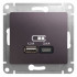 Glossa USB РОЗЕТКА А+С, 5В/2,4А, 2х5В/1,2 А, механизм, СИРЕНЕВЫЙ ТУМАН, GSL001439, Systeme Electric 