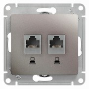 Glossa РОЗЕТКА двойная компьютерная RJ45+RJ45, кат.5Е, механизм, ПЛАТИНА, GSL001285KK, Systeme Electric 
