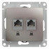 Glossa РОЗЕТКА двойная компьютерная RJ45+RJ45, кат.5Е, механизм, ПЛАТИНА, GSL001285KK, Systeme Electric 