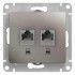 Glossa РОЗЕТКА двойная компьютерная RJ45+RJ45, кат.5Е, механизм, ПЛАТИНА, GSL001285KK, Systeme Electric 