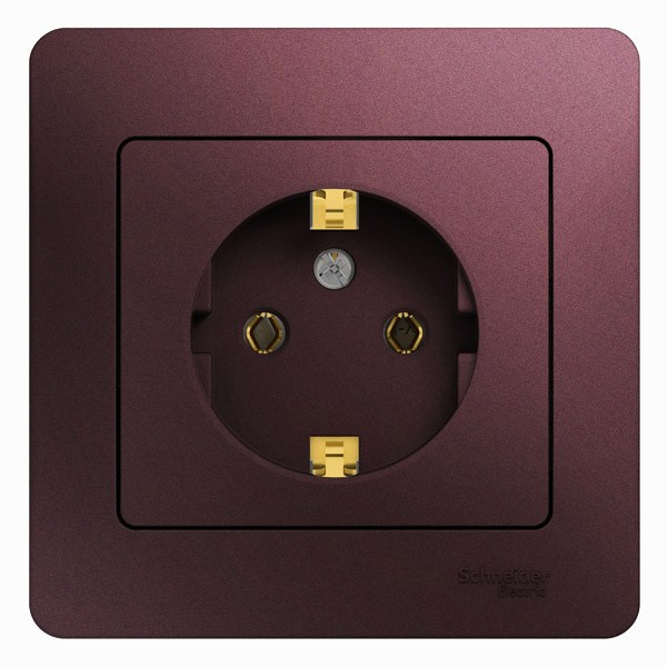 Glossa РОЗЕТКА с заземлением,16А, 250В, в сборе,БАКЛАЖАНОВЫЙ, GSL001142, Systeme Electric 