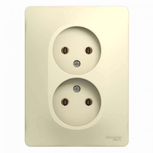 Glossa РОЗЕТКА двойная без заземления,16А, в сборе, БЕЖЕВЫЙ, GSL000220, Systeme Electric 
