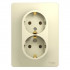 Glossa РОЗЕТКА двойная с заземлением, 16А, в сборе, БЕЖЕВЫЙ, GSL000224, Systeme Electric 