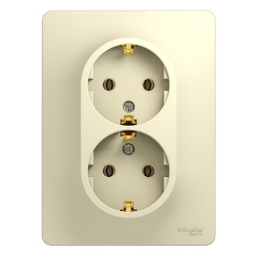 Glossa РОЗЕТКА двойная с заземлением, 16А, в сборе, БЕЖЕВЫЙ, GSL000224, Systeme Electric 