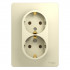 Glossa РОЗЕТКА двойная с заземлением, 16А, в сборе, БЕЖЕВЫЙ, GSL000224, Systeme Electric 