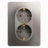 Glossa РОЗЕТКА двойная с заземлением,16А, 250В, в сборе,ПЛАТИНА, GSL001224, Systeme Electric 