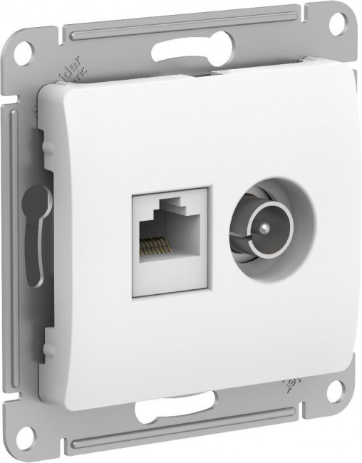 Glossa РОЗЕТКА двойная ТВ + компьютерная RJ45, кат. 5Е, механизм, БЕЛЫЙ, GSL000189, Systeme Electric 
