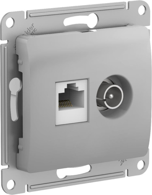 Glossa РОЗЕТКА двойная ТВ + компьютерная RJ45, кат. 5Е, механизм, АЛЮМИНИЙ, GSL000389, Systeme Electric 