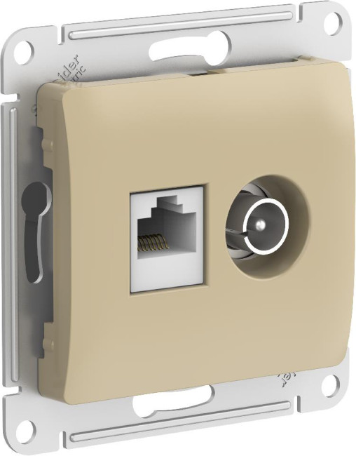 Glossa РОЗЕТКА двойная ТВ + компьютерная RJ45, кат. 5Е, механизм, ТИТАН, GSL000489, Systeme Electric 
