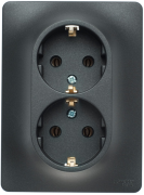 Glossa РОЗЕТКА двойная с заземлением, 16А, в сборе, АНТРАЦИТ, GSL000724, Systeme Electric 