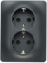 Glossa РОЗЕТКА двойная с заземлением, 16А, в сборе, АНТРАЦИТ, GSL000724, Systeme Electric 