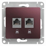Glossa РОЗЕТКА двойная компьютерная RJ45+RJ45, кат.5Е, механизм, БАКЛАЖАНОВЫЙ, GSL001185KK, Systeme Electric 