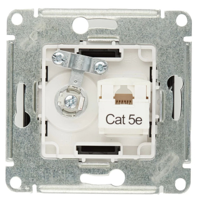 Glossa РОЗЕТКА двойная ТВ + компьютерная RJ45, кат. 5Е, механизм, ДЕРЕВО ДУБ, GSL000589, Systeme Electric 