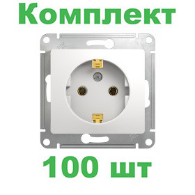 Glossa РОЗЕТКА с заземлением, 16А, механизм, БЕЛЫЙ, GSL000143, Systeme Electric, комплект из 100 штук 