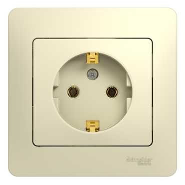 Glossa РОЗЕТКА с заземлением, 16А, в сборе, БЕЖЕВЫЙ, GSL000242, Systeme Electric 