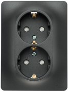 Glossa РОЗЕТКА двойная с заземлением со шторками, в сборе, АНТРАЦИТ, GSL000726, Systeme Electric