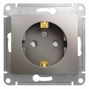 Glossa РОЗЕТКА с заземлением со шторками,16А, 250В, механизм, ПЛАТИНА, GSL001245, Systeme Electric 