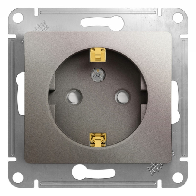 Glossa РОЗЕТКА с заземлением со шторками,16А, 250В, механизм, ПЛАТИНА, GSL001245, Systeme Electric 