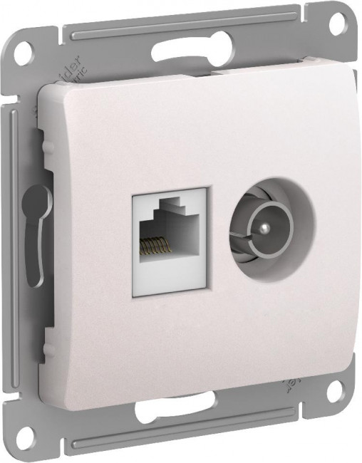 Glossa РОЗЕТКА двойная ТВ + компьютерная RJ45, кат. 5Е, механизм, ПЕРЛАМУТР, GSL000689, Systeme Electric 