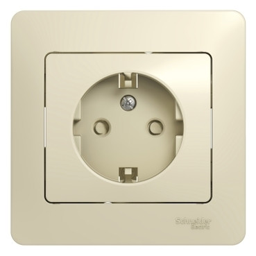 Glossa РОЗЕТКА с заземлением со шторками, 16А, в сборе, БЕЖЕВЫЙ, GSL000244, Systeme Electric 