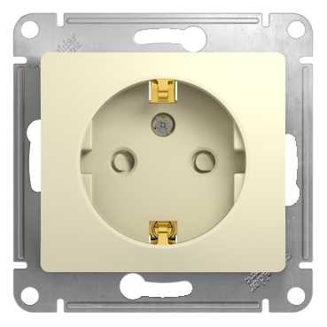 Glossa РОЗЕТКА с заземлением со шторками, 16А, механизм, БЕЖЕВЫЙ, GSL000245, Systeme Electric 