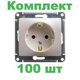 Glossa РОЗЕТКА с заземлением, механизм, ПЕРЛАМУТР, GSL000643, Systeme Electric, комплект из 100 штук 