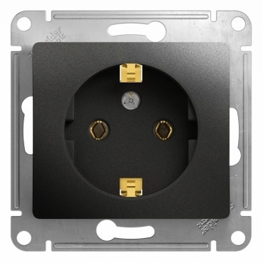 Glossa РОЗЕТКА с заземлением, 16А, механизм, АНТРАЦИТ, GSL000743, Systeme Electric 