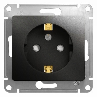 Glossa РОЗЕТКА с заземлением со шторками, 16А, механизм, АНТРАЦИТ, GSL000745, Systeme Electric 