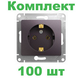 Glossa РОЗЕТКА с заземлением,16А, 250В, механизм, СИРЕНЕВЫЙ ТУМАН, GSL001443, Systeme Electric, комплект из 100 штук 
