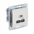 Glossa USB РОЗЕТКА тип-C 65Вт высокоскоростная зарядка QC, PD, механизм, БЕЖЕВЫЙ, GSL000227, Systeme Electric 