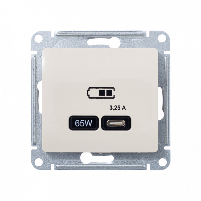 Glossa USB РОЗЕТКА тип-C 65Вт высокоскоростная зарядка QC, PD, механизм, БЕЖЕВЫЙ, GSL000227, Systeme Electric 
