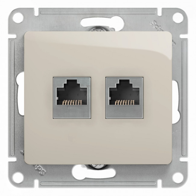 Glossa РОЗЕТКА двойная RJ11+RJ45, кат.5Е,механизм, МОЛОЧНЫЙ, GSL000985, Systeme Electric 
