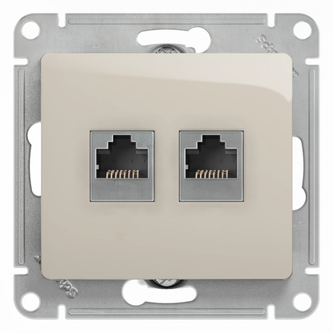 Glossa РОЗЕТКА двойная RJ11+RJ45, кат.5Е,механизм, МОЛОЧНЫЙ, GSL000985, Systeme Electric 