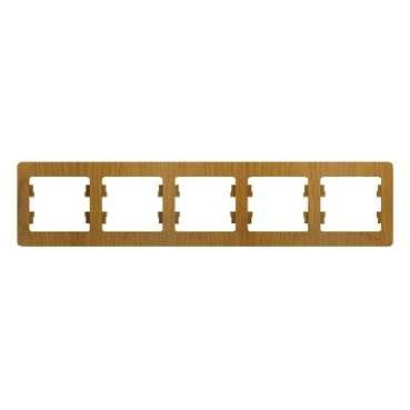 Glossa Рамка на 5 постов, горизонтальная, ДЕРЕВО ДУБ, GSL000505, Systeme Electric 
