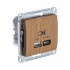 Glossa USB РОЗЕТКА А + тип-С 45Вт высокоскоростная зарядка QC, PD, механизм, ДЕРЕВО ДУБ, GSL000529, Systeme Electric 