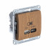 Glossa USB РОЗЕТКА А + тип-С 45Вт высокоскоростная зарядка QC, PD, механизм, ДЕРЕВО ДУБ, GSL000529, Systeme Electric 